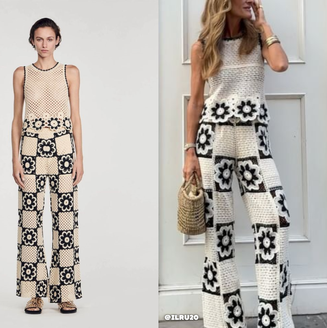 вязаный брючный костюм