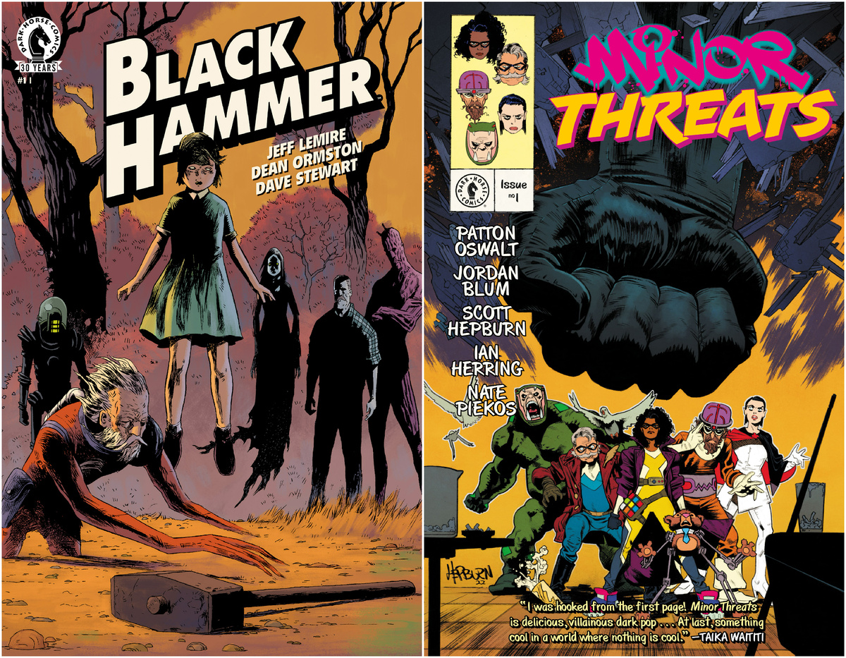 Обложки комиксов "Black Hammer" #1 и "Minor Threats" #1