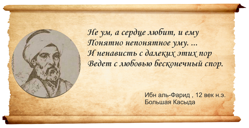 Ибн аль-Фарид (1181–1235) — арабский поэт-мистик. Та самая борьба Бога с Дьяволом не где-то "там" а внутри каждого из нас.