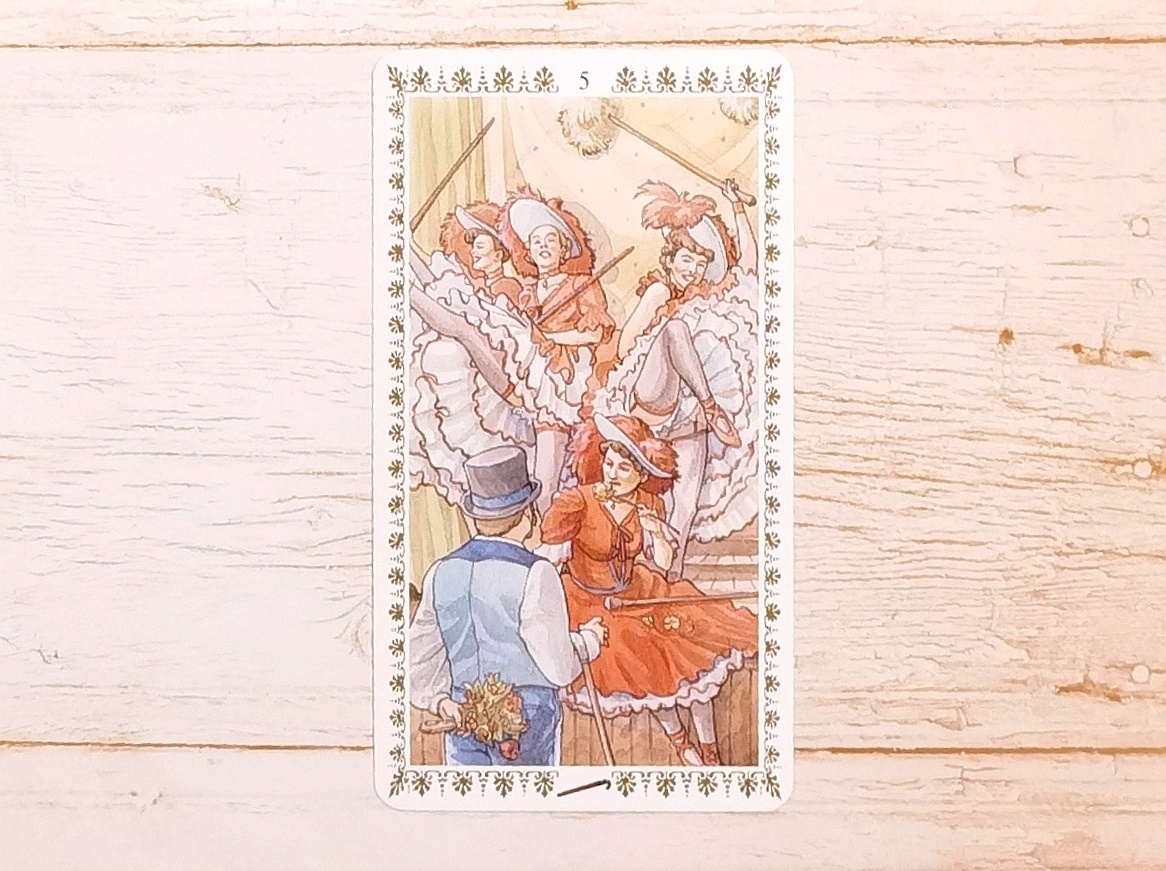 Аркан "5 Жезлов". "Романтическое Таро".