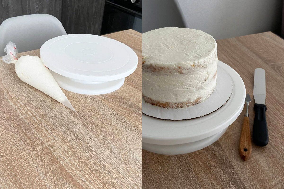 Залог ровного покрытия торта — стабильный крем и ровные бисквиты. Источник: личный архив Потехиной Дарьи📷
