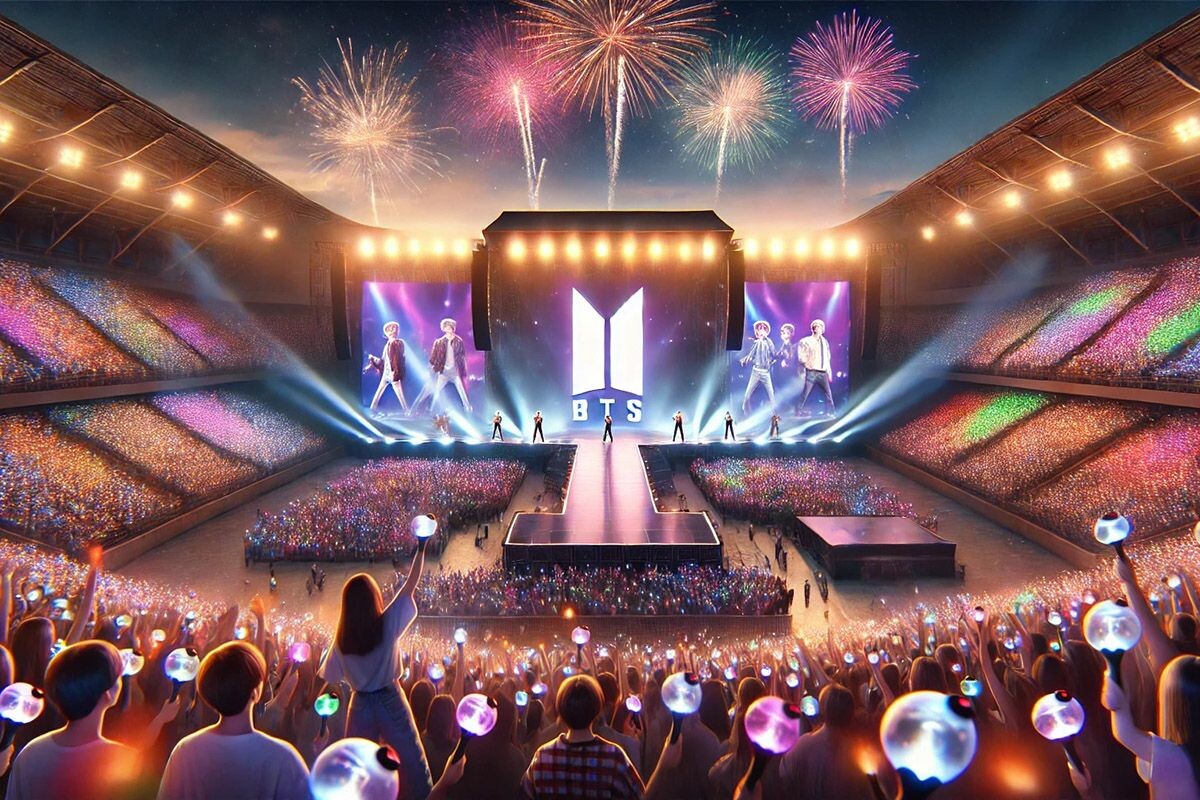 Билеты на их концерты продаются за считаные секунды, фандом называют одной из самых сильных армий, а туризм в Корею переживает необыкновенный рост. BTS — самая популярная южнокорейская группа. Источник: нейросеть📷
