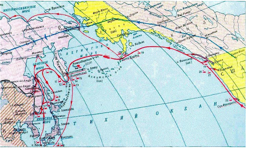 Маршруты поставок по Ленд-лизу через Тихий океан
