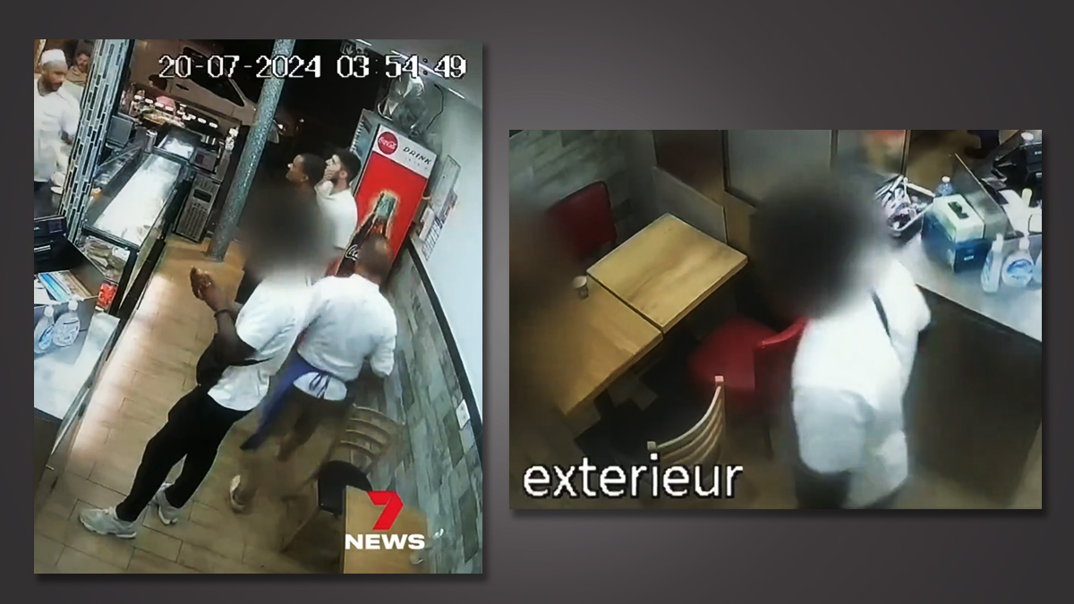 Предполагаемый преступник вошел в закусочную и подошел к жертве. Скриншоты: X / https://x.com/7NewsAdelaide/status/1815675973041578448 