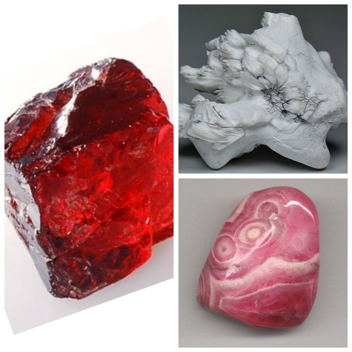 Гранат пироп, кахолонг, родохрозит