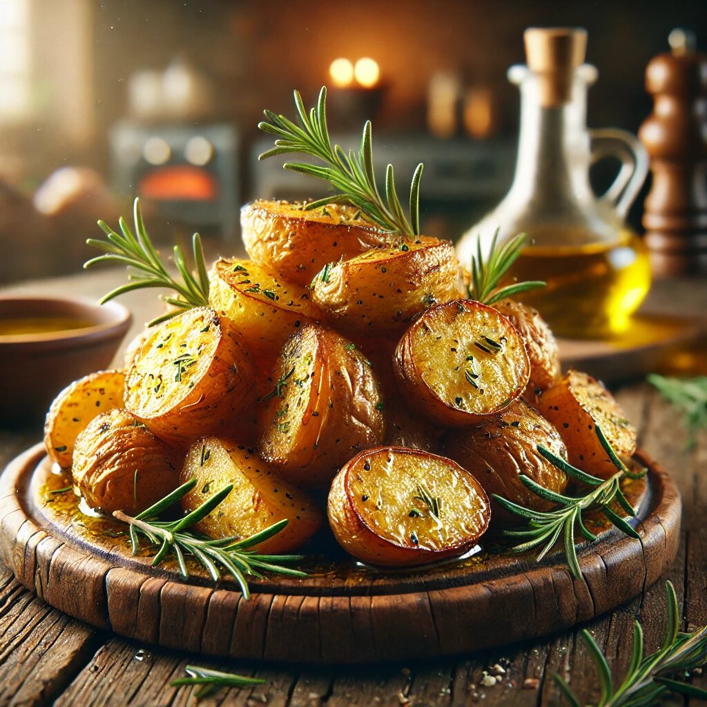 Печеный картофель с розмарином и оливковым маслом.