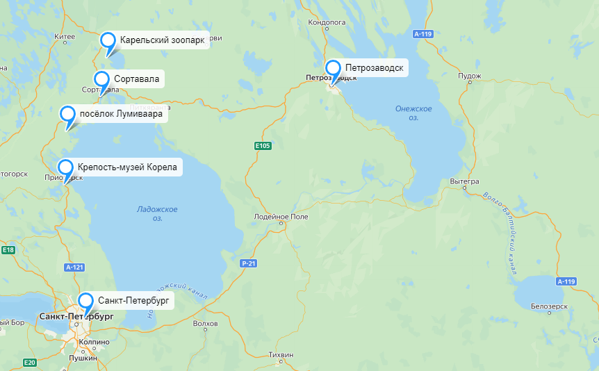 Маршрут и точки интереса