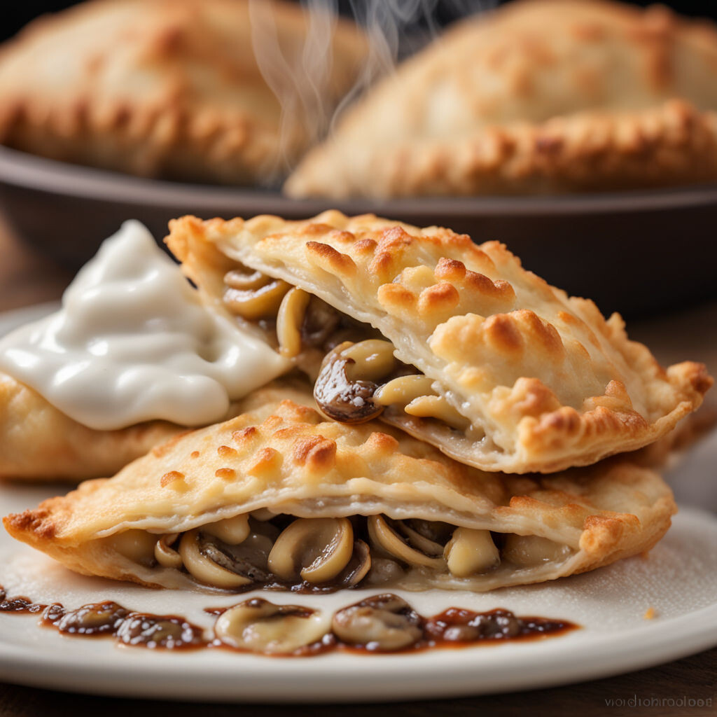 Ингредиенты:- Мука – 500 г- Вода – 250 мл- Соль – 1 ч. ложка- Растительное масло – 2 ст. ложки (в тесто) + для жарки- Картофель – 4 шт.- Шампиньоны – 200 г- Лук – 1 шт.- Соль и перец – по вкусуПриготовление:1. В миске смешайте муку и соль. Добавьте воду и растительное масло, замесите тесто. Накройте его и дайте отдохнуть 30 минут.2. Очистите картофель, отварите его до готовности и разомните в пюре. Грибы и лук мелко нарежьте и обжарьте на растительном масле до золотистого цвета, затем смешайте с картофельным пюре. Посолите и поперчите.3. Раскатайте тесто в тонкий пласт и вырежьте круги диаметром 15 см. В центр каждого круга положите начинку из картофеля и грибов.4. Сложите круги пополам и защипните края.5. Обжарьте чебуреки в разогретом масле до золотистой корочки с обеих сторон.6. Подавайте горячими.История блюда:Чебуреки с картофелем и грибами – это еще один пример адаптации традиционного рецепта к современным вкусам. Вегетарианские чебуреки стали популярными среди тех, кто предпочитает растительную пищу или ищет разнообразие в меню. Это блюдо отражает гибкость и универсальность кулинарных традиций, которые легко адаптируются к различным предпочтениям.