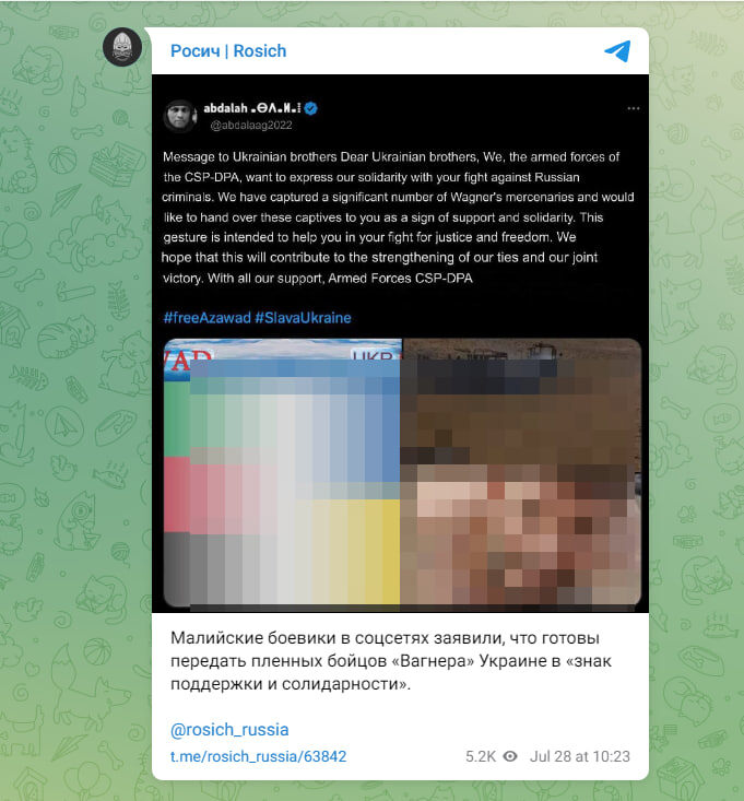    Скриншот: Росич/Telegram