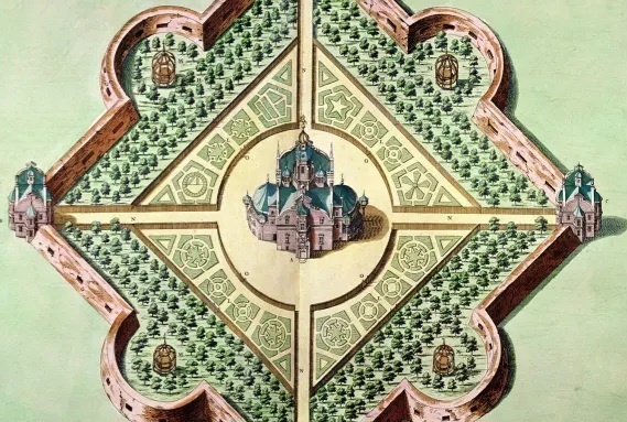 Замок Тихо Браге Ураниборг на шведском острове Вен был окружен садами и включал в себя обсерваторию и алхимическую лабораторию в подвале. Культурный клуб / Коллекция изобразительного искусства Халтона / Художественные изображения /Getty Images.