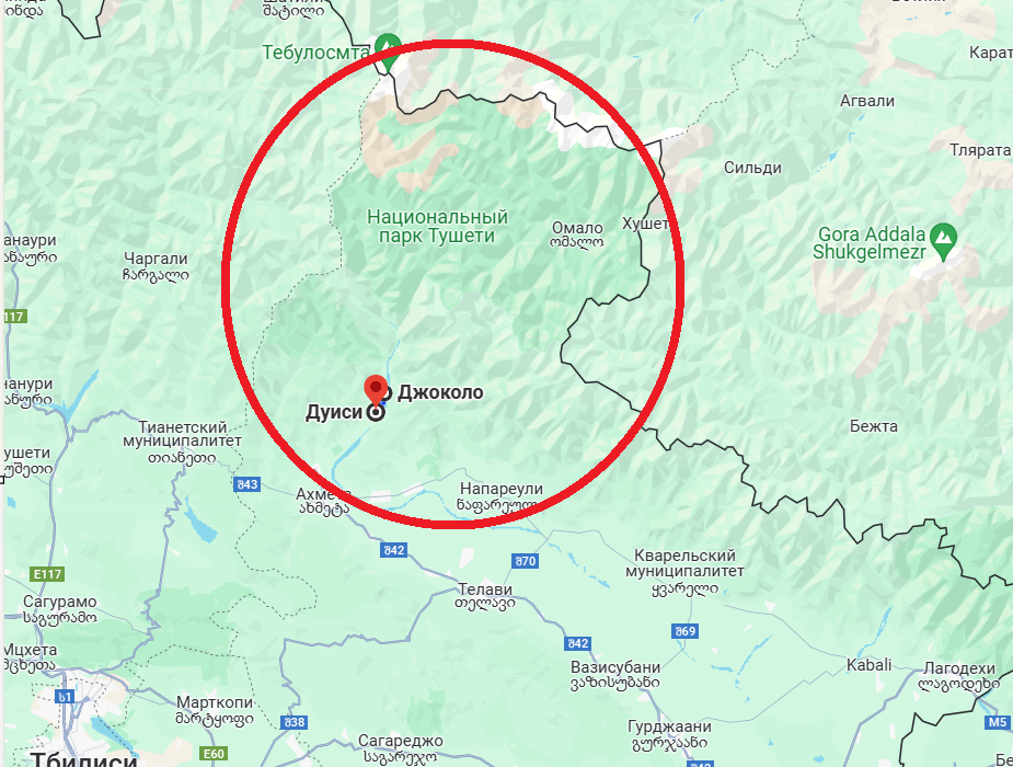Примерная территория Панкисского ущелья