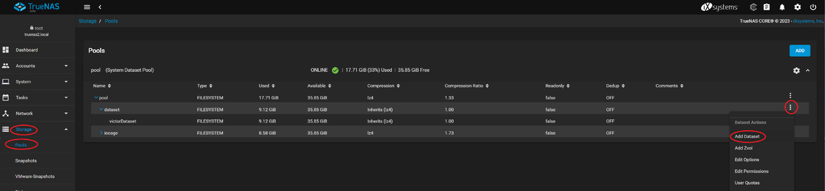 путь до кнопки создания датасета