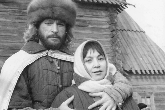 На съемках фильма "Князь Серебряный" со своей женой Татьяной
