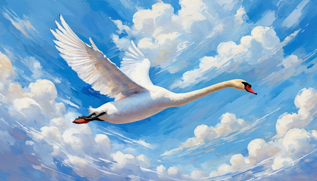 Белый лебедь. Иллюстрация создана с помощью нейросети StableDiffusion и программы Photoshop.