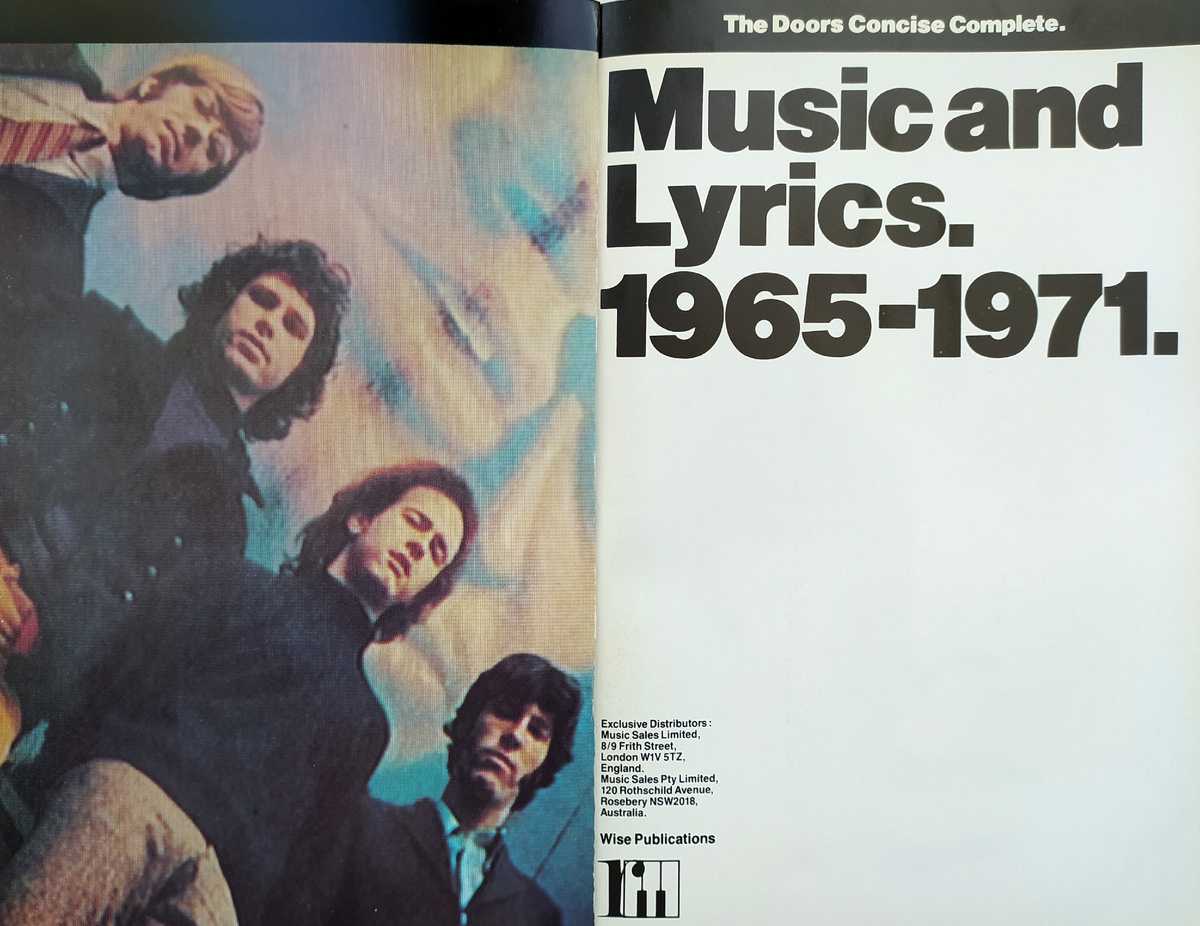 Music and Lyrics. 1965-1971  "The Doors Concise Complete", London, 1984 г.