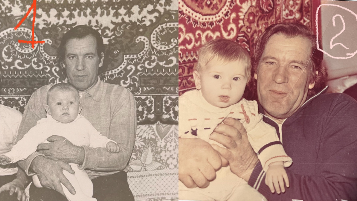 Сколько силы в глазах у папы рядом с сестрёнкой! Когда родилась я, папа уже окончательно ушёл в себя. На меня любви и тепла уже не нашлось. Мне очень отца не хватает. 