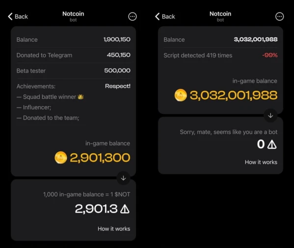Дроп в Ноткоине после 1 фазы