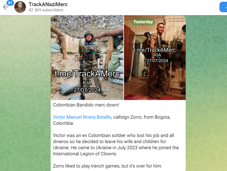    Фото: скриншот Telegram/TrackANaziMerc