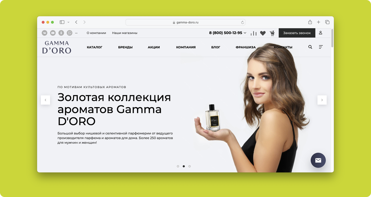 Главная страница сайта Gamma Doro. 