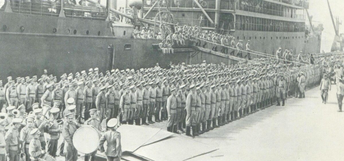 Прибытие 1–й русской пехотной бригады во Францию. Марсель. 1916 г.