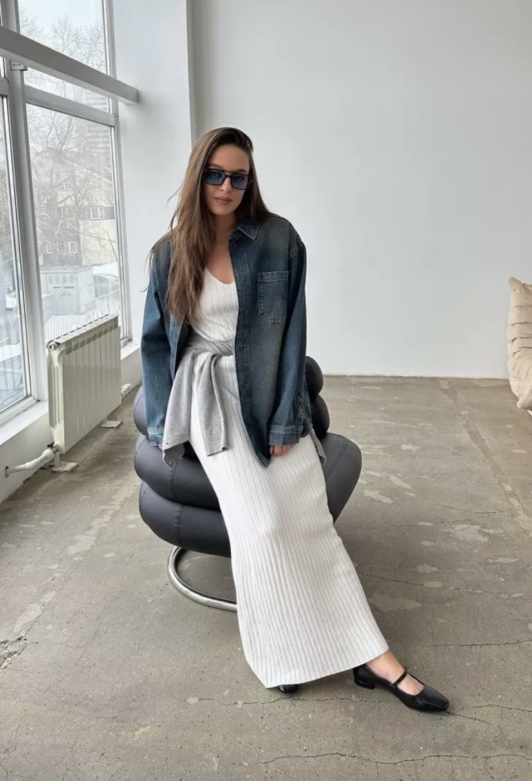 Платье лапша в длине макси