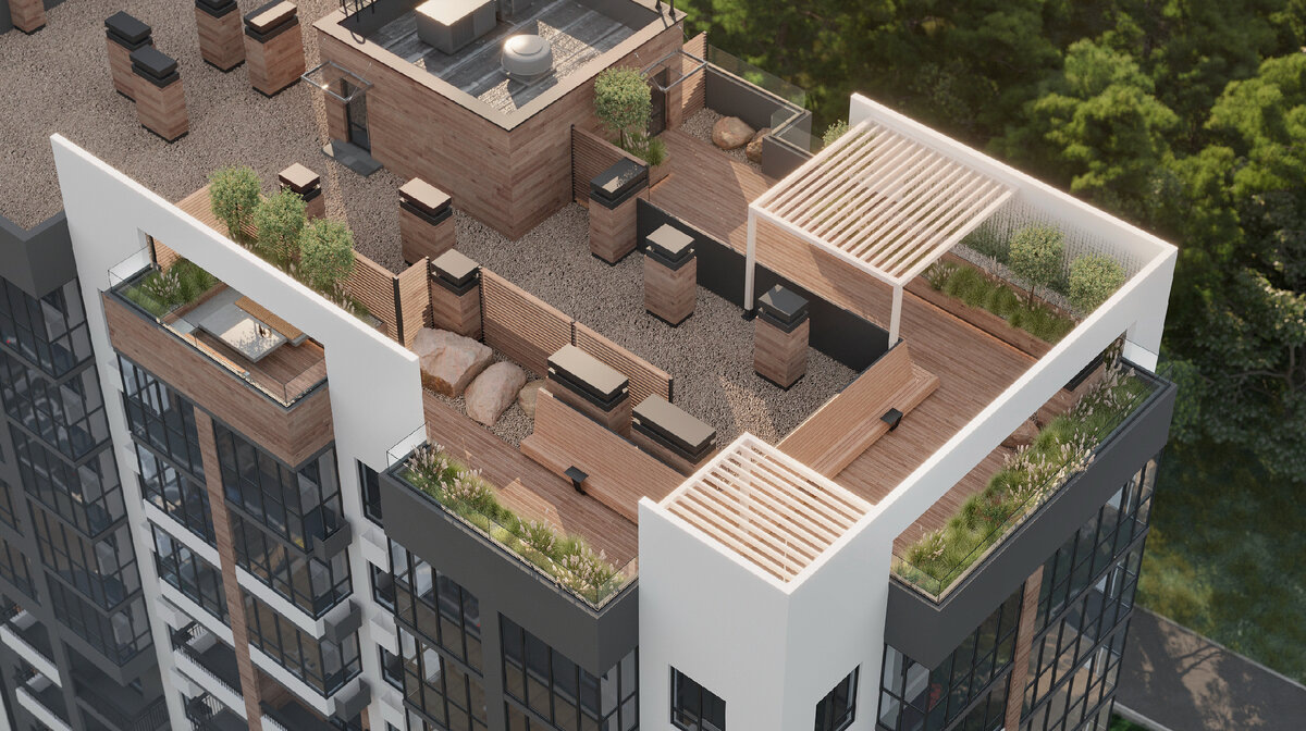 Эксплуатируемая кровля ЖК Лестория