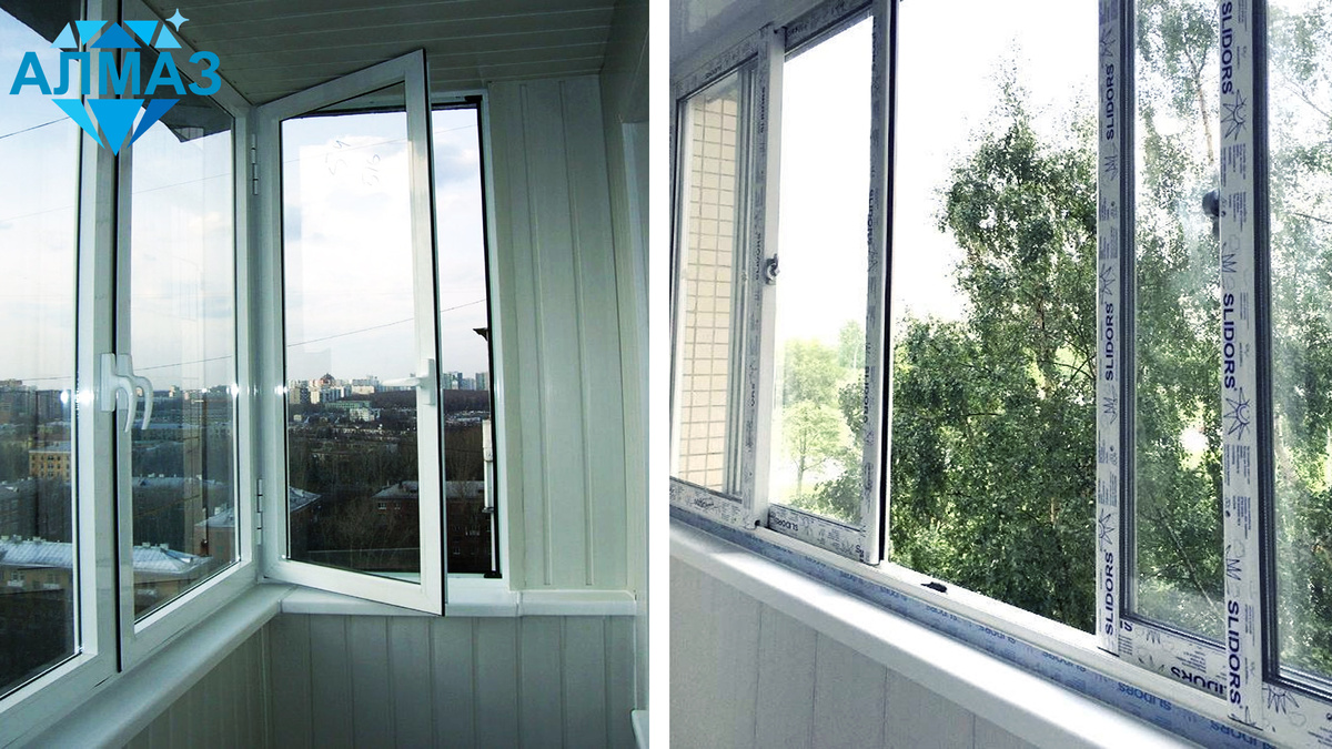 Распашное (слева) и раздвижное (справа) остекление балкона
