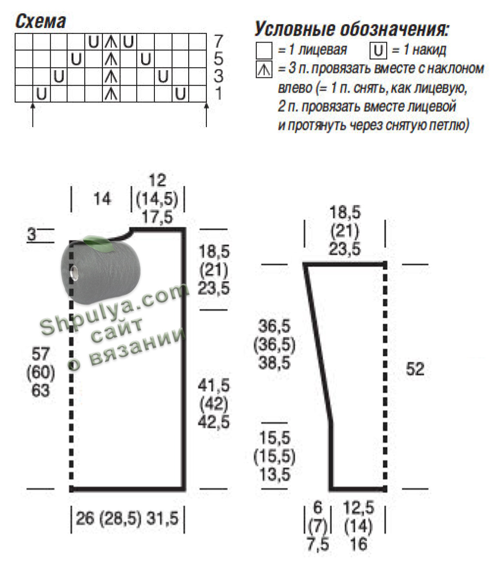Схема вязание пуловера и выкройка