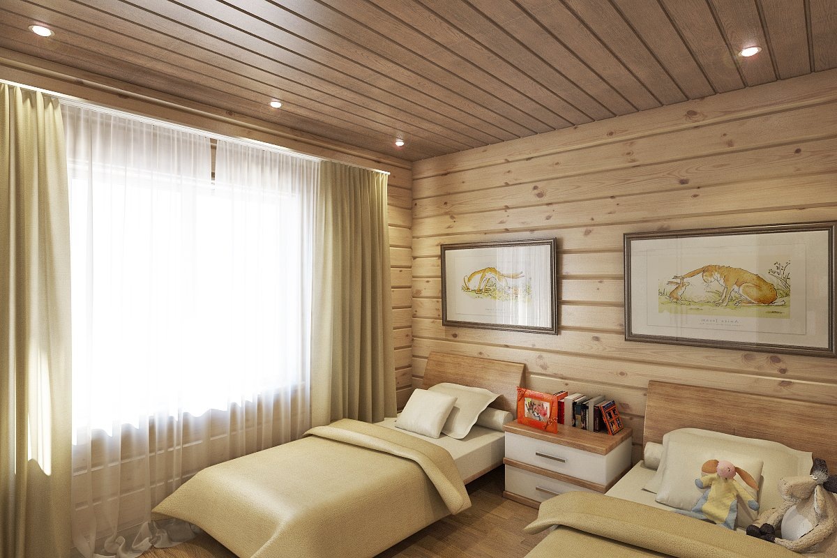 Имитация бруса лиственница в интерьере