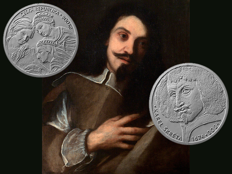 Монета Чехии 200 крон к 350-летию со дня смерти Карела Шкреты