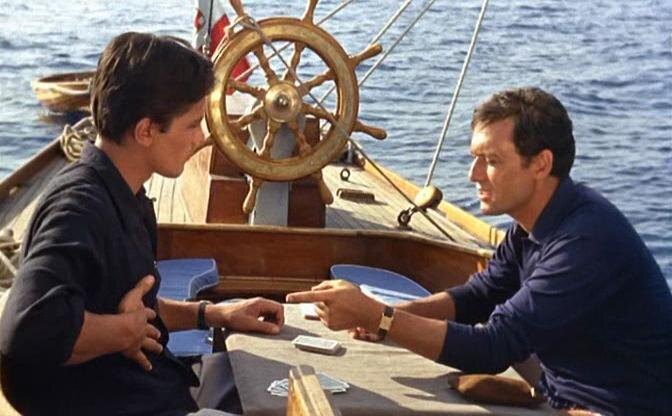 Кадры из фильма «На ярком солнце» Морис Роне и Ален Делон