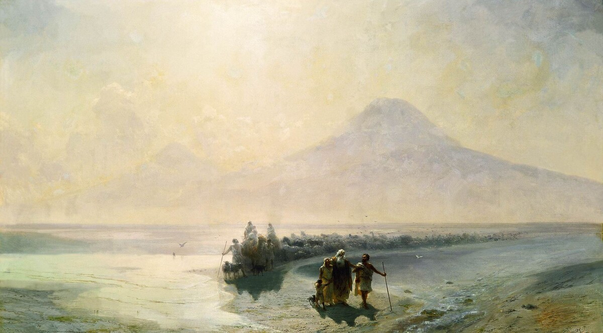 Ной спускается с горы Арарат