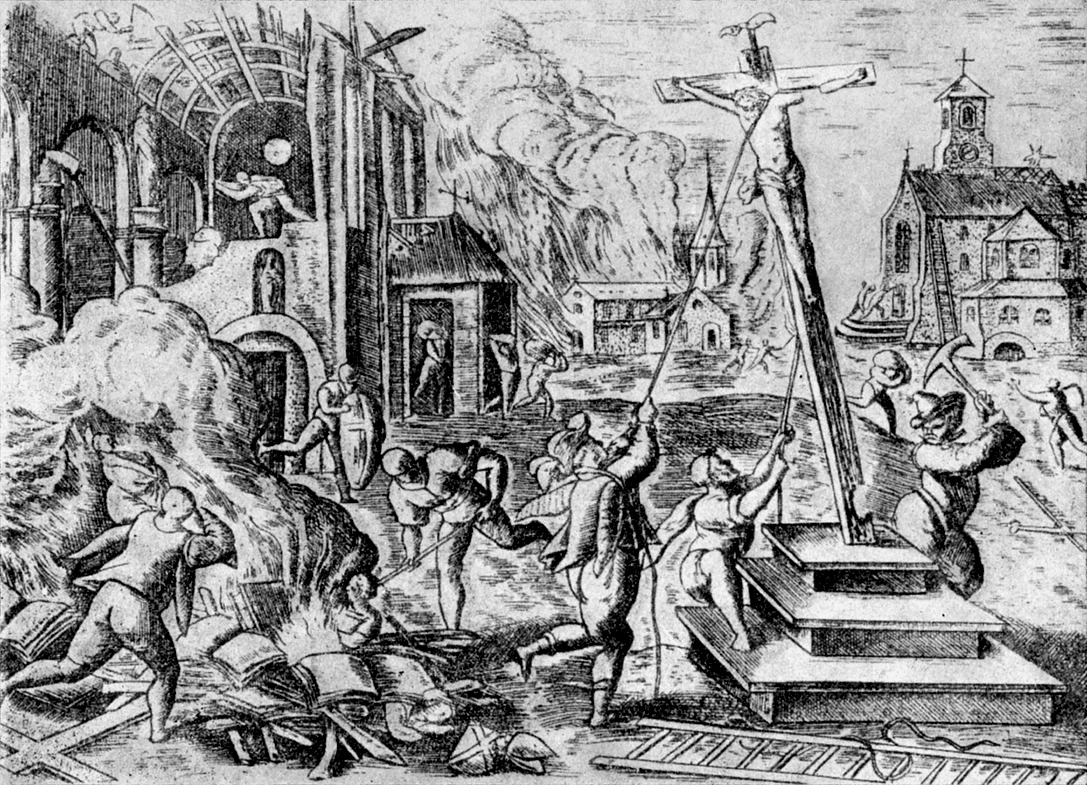«Разгром церквей иконоборцами». Гравюра. 1560-е гг. Голландская революция.