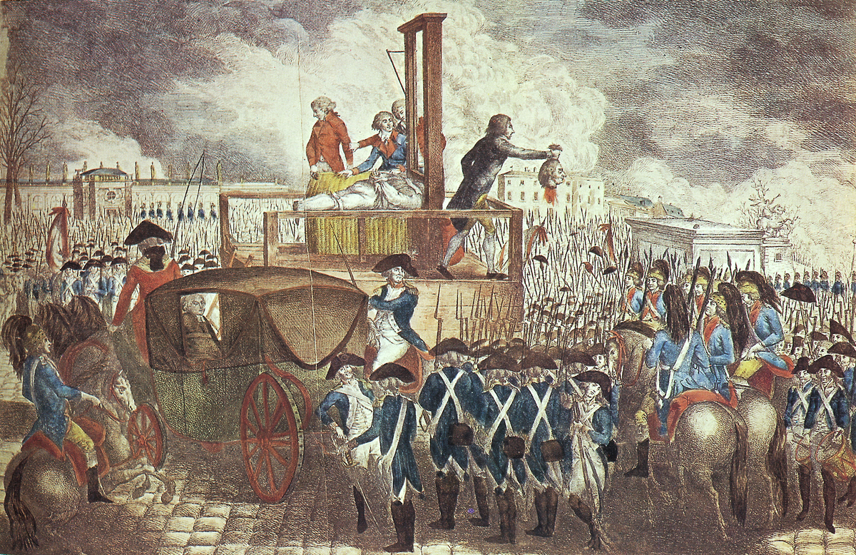 Казнь Людовика XVI. Немецкая гравюра. Георг Генрих Зевекинг, 1793.