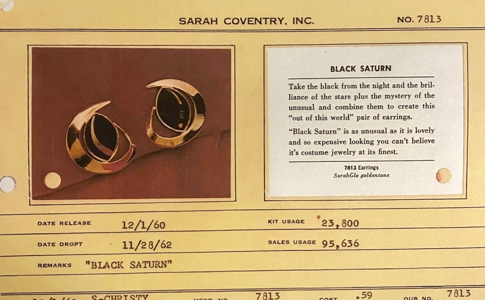 Кардекс клипс Black Saturn от компании Sarah Coventry