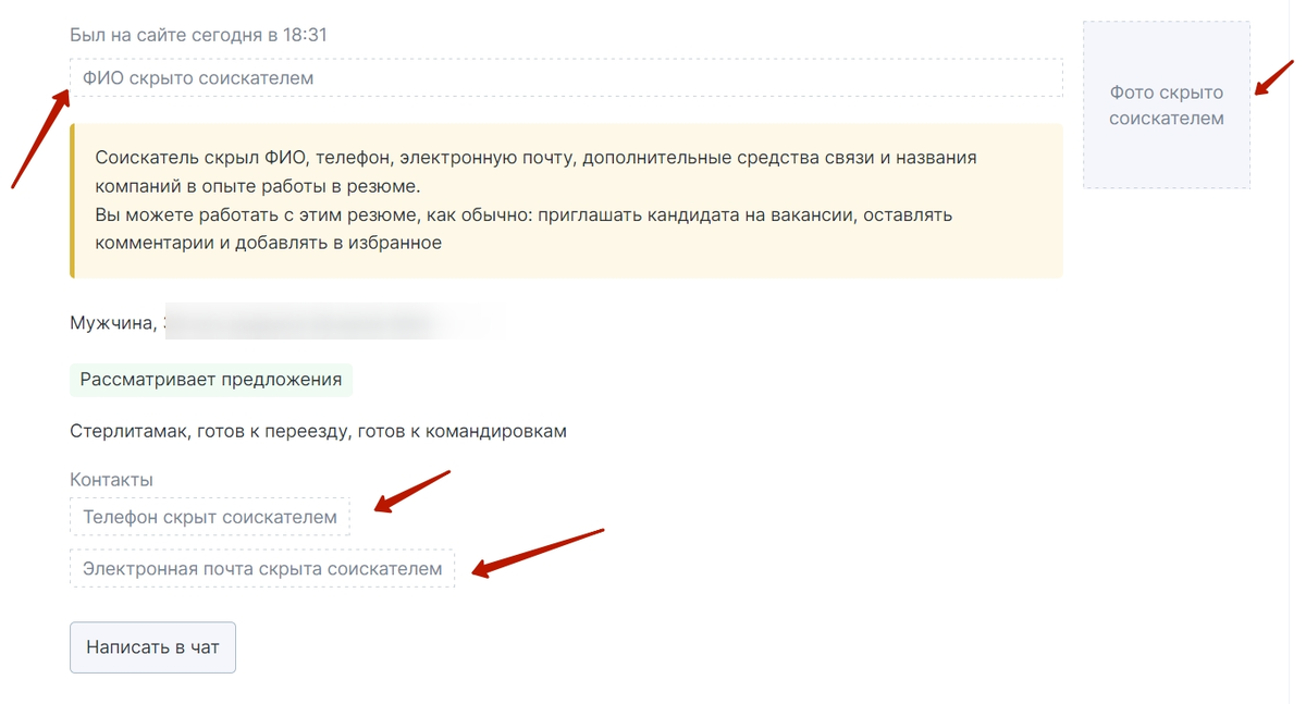 Все скрыто. Градус недоверия работодателя к кандидату пополз вверх.