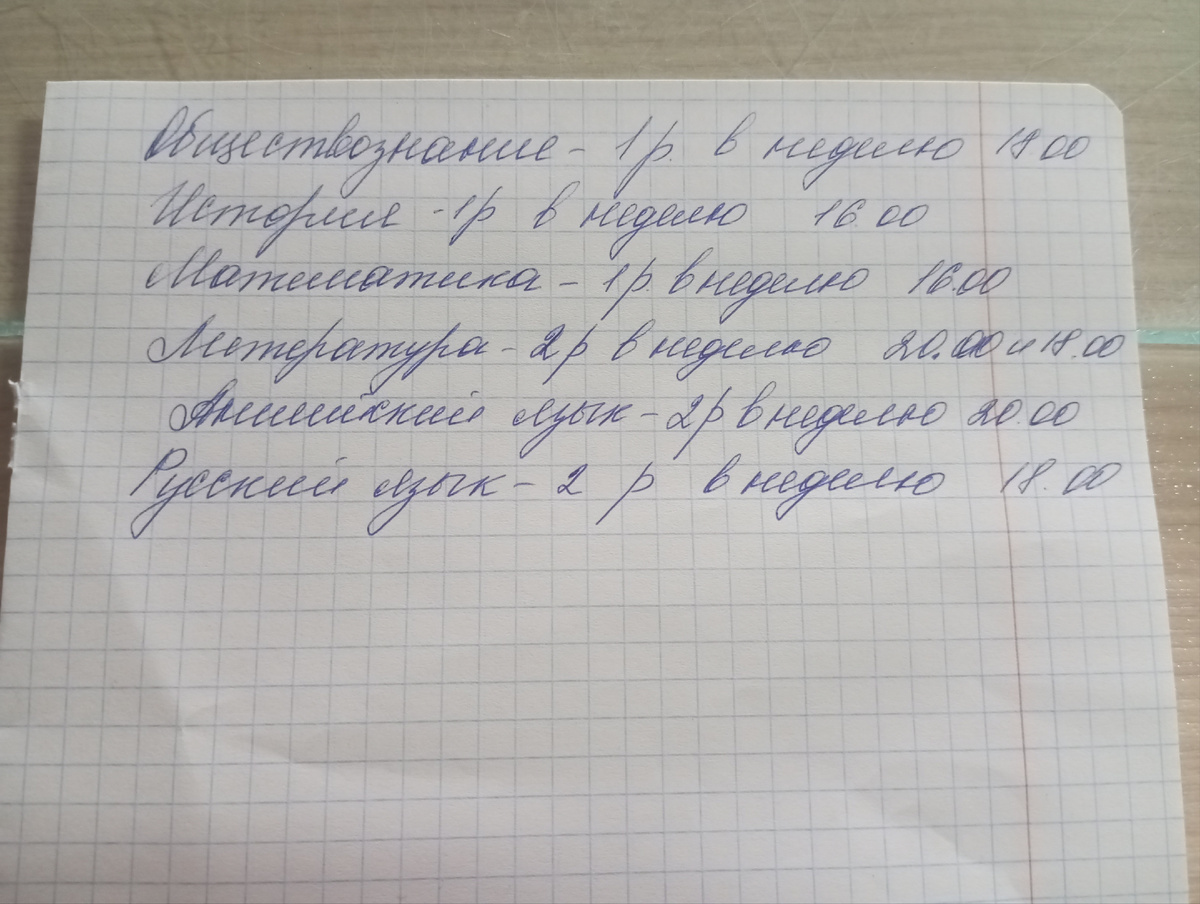 Расписание занятий