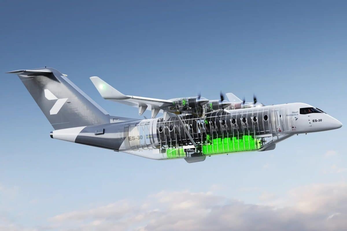    Размещение аккумуляторных батарей в самолете ES-30 / © Heart Aerospace