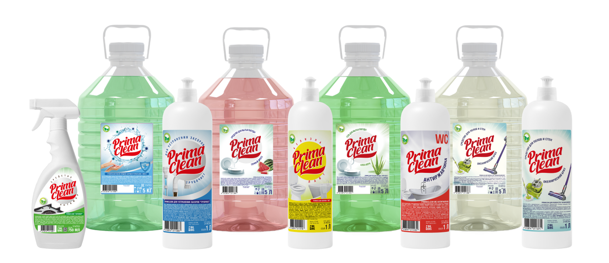 Моющие и чистящие средства PrimaClean. Сделано в Беларуси.