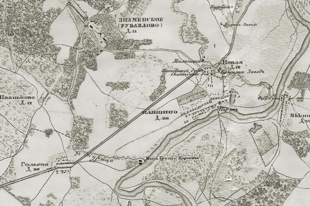 Павшино на топографической карте окрестностей Москвы, 1878 год. Источник: retromap.ru