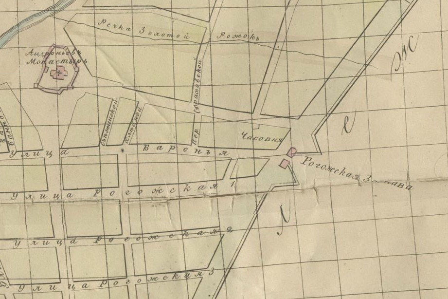 Рогожская застава на плане Москвы 1843 года. Источник: retromap.ru