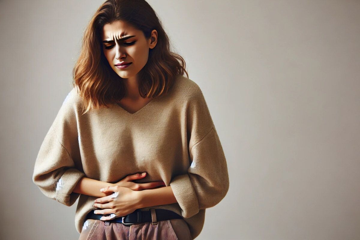 Один из симптомов отравления — боль в животе. Источник: нейросеть📷
