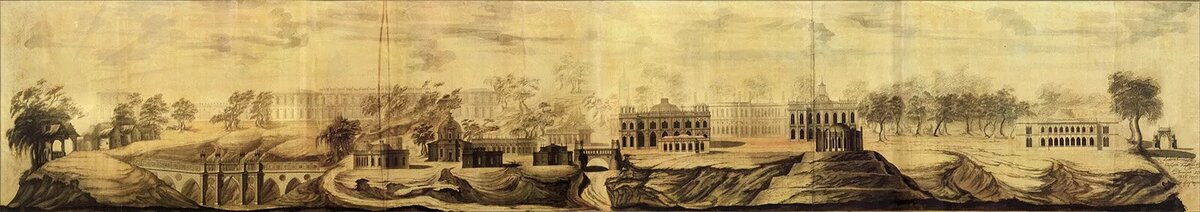 В. Баженов. Панорама села Царицына. Проектный чертеж, 1776 год 