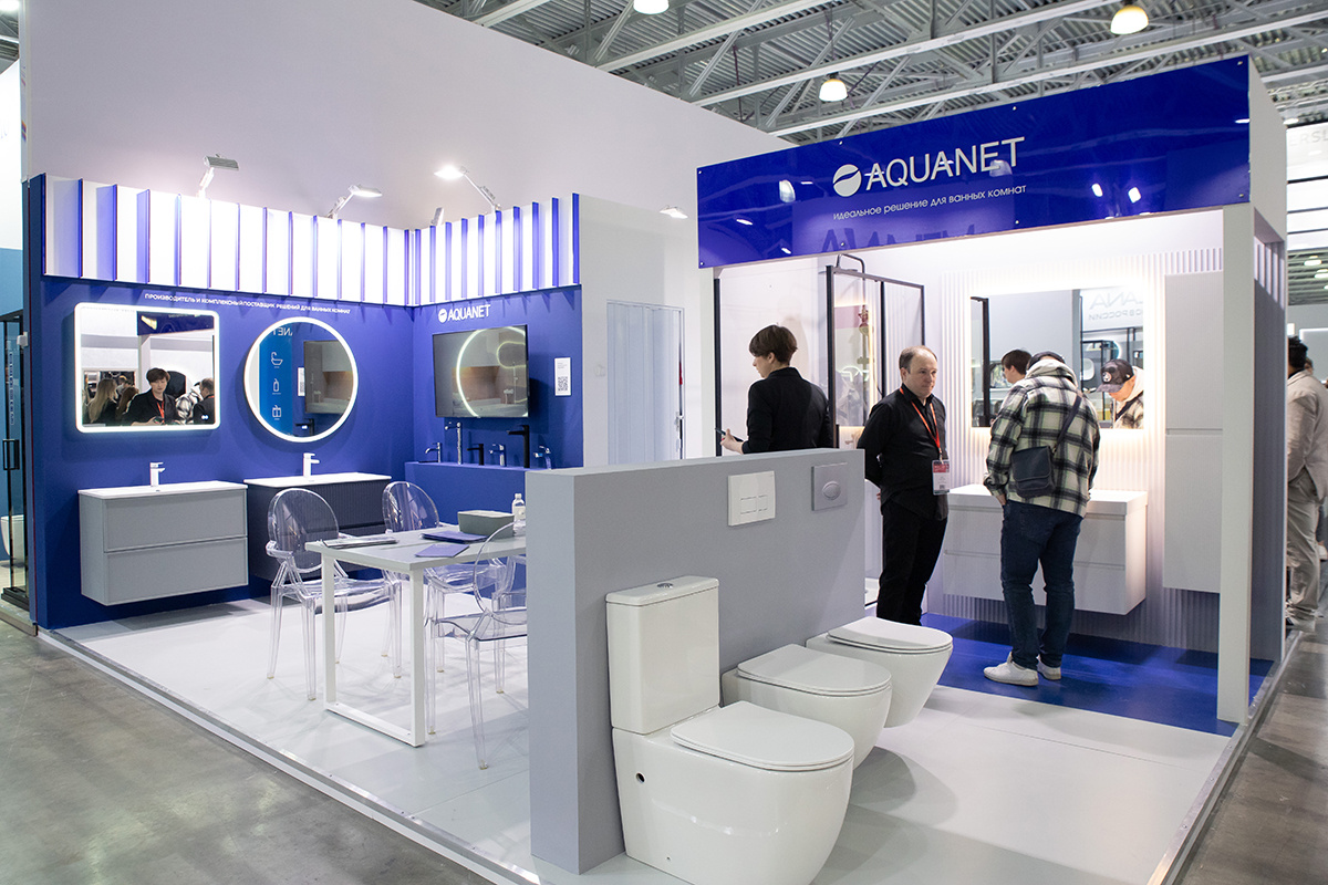 Стенд AQUANET на выставке строительных и отделочных материалов в России – MosBuild 2024. 