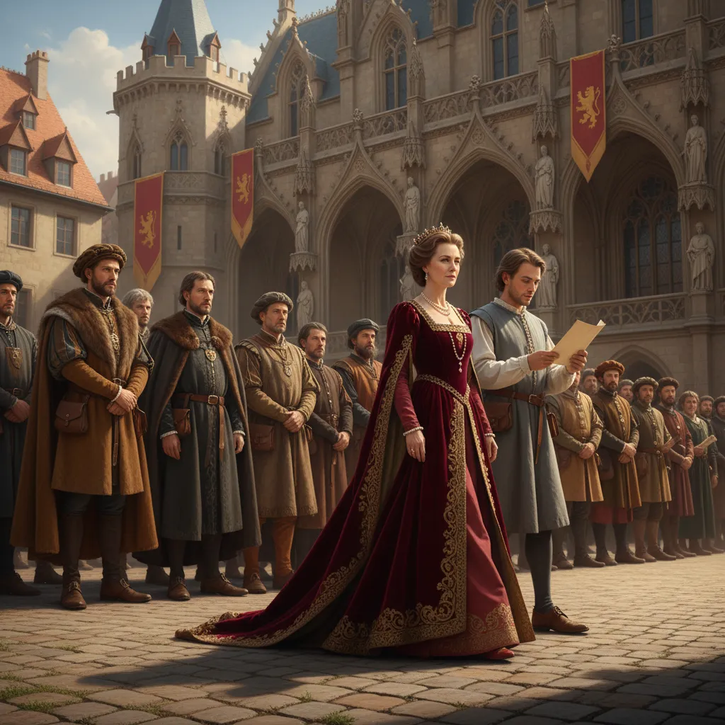 Королева обошла группу ожидающих ее людей.