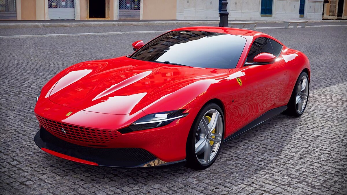 Ferrari Roma. 620 страстных итальянских жеребцов скрыты внутри турбированного V8 объемом 3,9 литра. Стремительный силуэт отмеченный премией Red Dot Awards. Выверенные «породистые» повадки которые раскроются в полной мере как на треке так и на горных серпантинах. Безумная мечта в красном платье. Фото Гугл