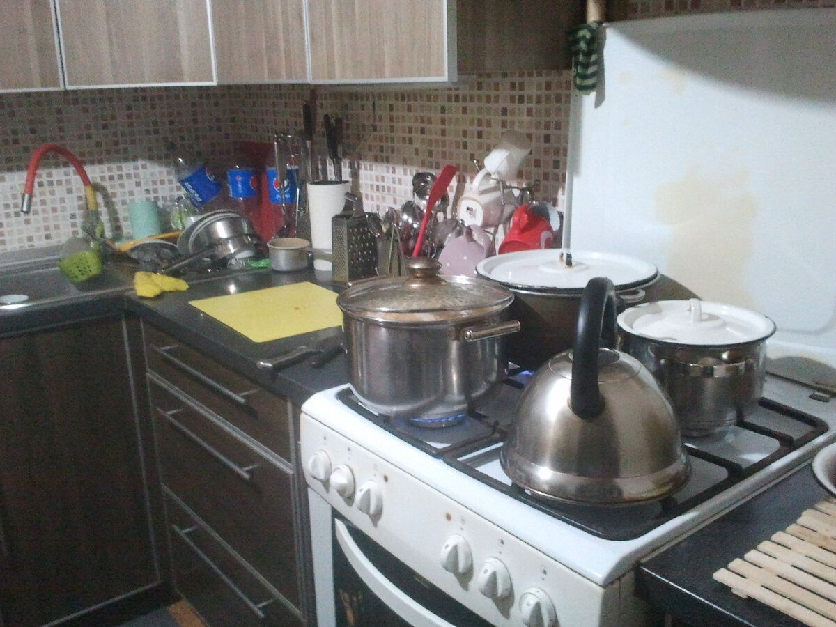 Фото автора. Процесс захрюкиванья кухни