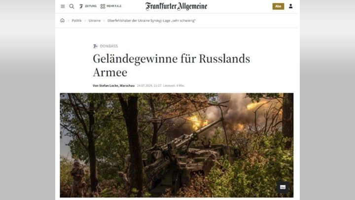 НА ЗАПАДЕ ЖАЛУЮТСЯ, ЧТО У ВСУ УЖЕ НЕТ СИЛ ОБОРОНЯТЬСЯ. СКРИН С САЙТА FRANKFURTER ALLGEMEINE