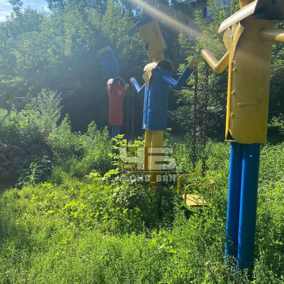    Заросшая детская площадка. Источник: t.me/chb_brn