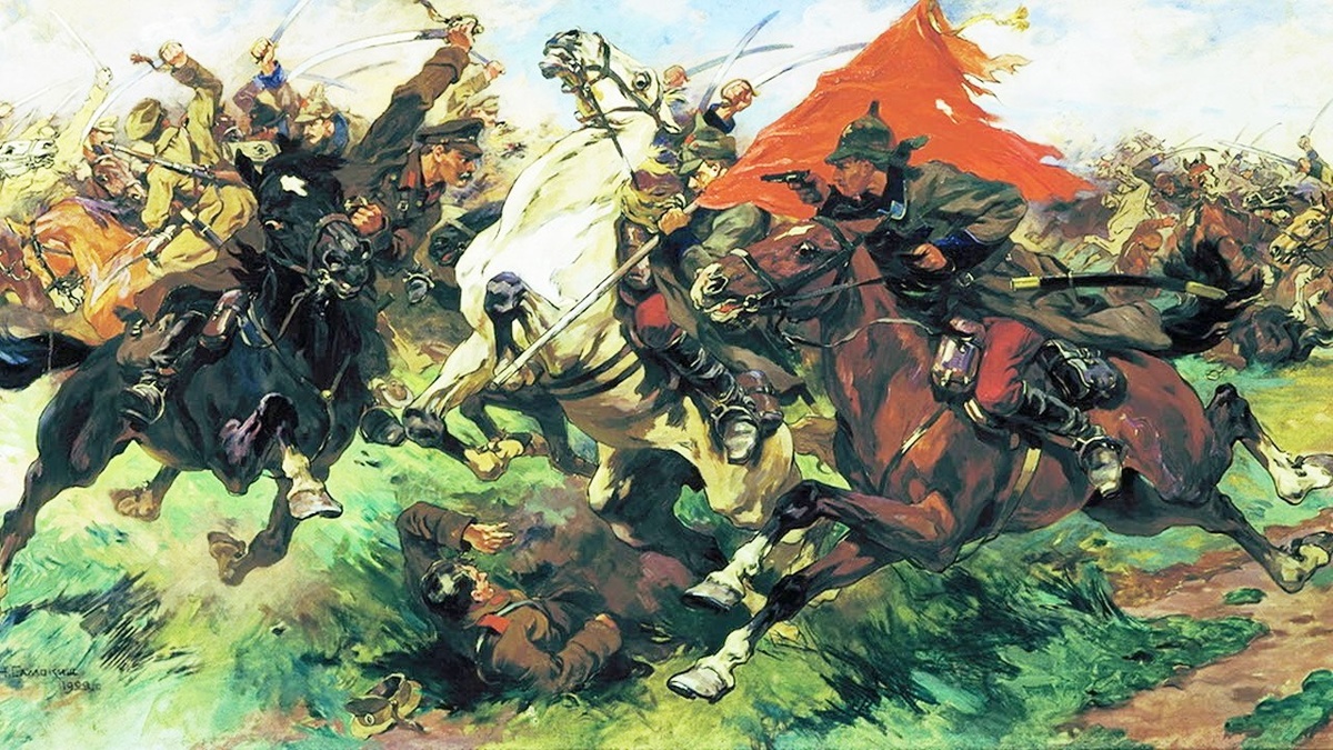 Бой за знамя. Атака, худ. Н.С.Самокиш 